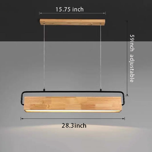Rectangle Wooden LED Pendant Light for Dining Room