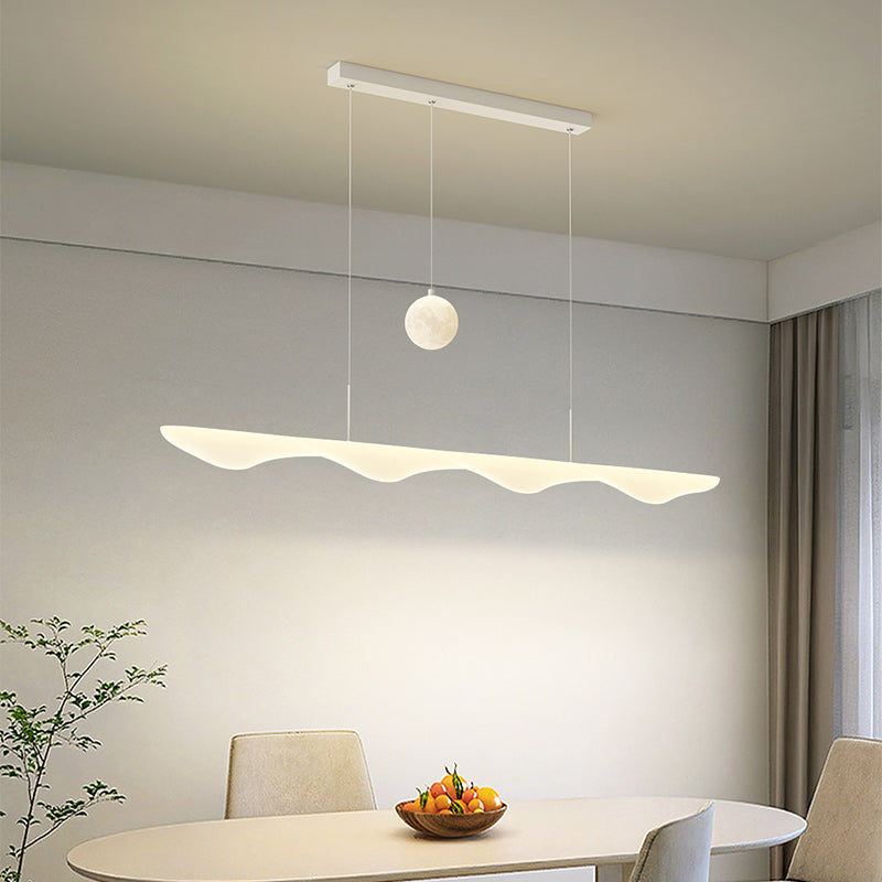 Modern Creative White Waves Moon Three Step Dimming Chandeliers
