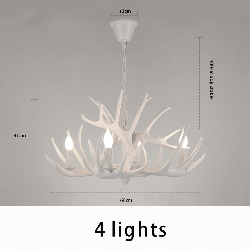 Rustic Antler Chandelier - Vintage Candle-Style LED Light Fixture (4/6/8 Lights)