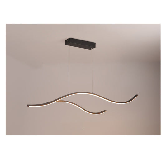 Modern Wave Linear LED Chandelier - Sleek Hanging Branch Lighting for Kitchen Island