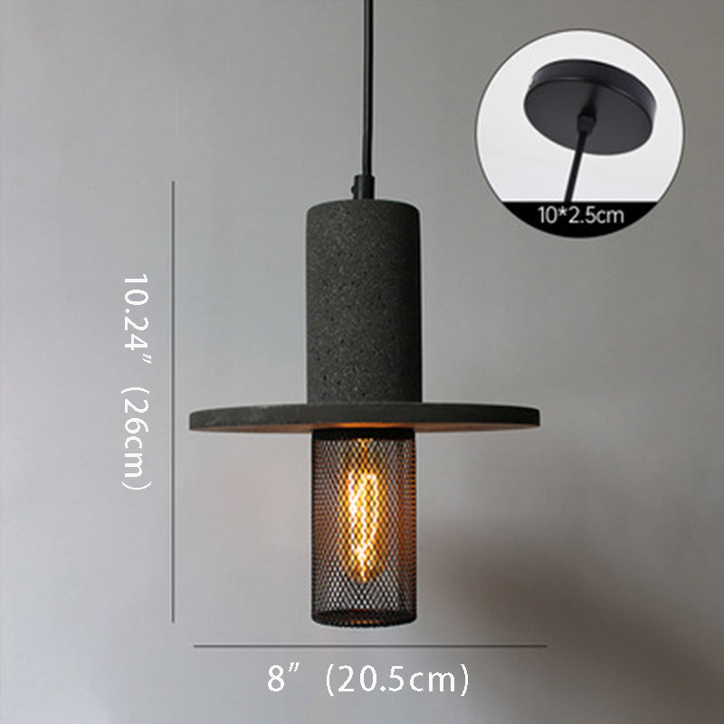 Nordic Minimalist LED Pendant Light – Retro Industrial Cement & Mesh Design