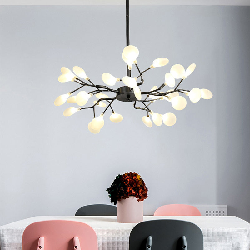 Nordic Nature Inspired Chandelier,Modern Branch Design with Acrylic Leaves Ceiling Light