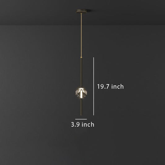 Modern 1-Light Copper Pendant Light with Single Crystal Accent & 3-Step Dimming LED