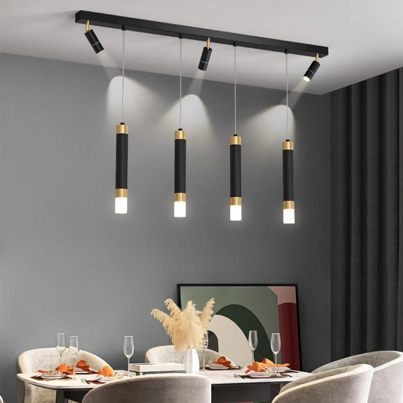 Modern Minimalist Linear Strip 3-Step Dimming Dining Chandelier Spotlight