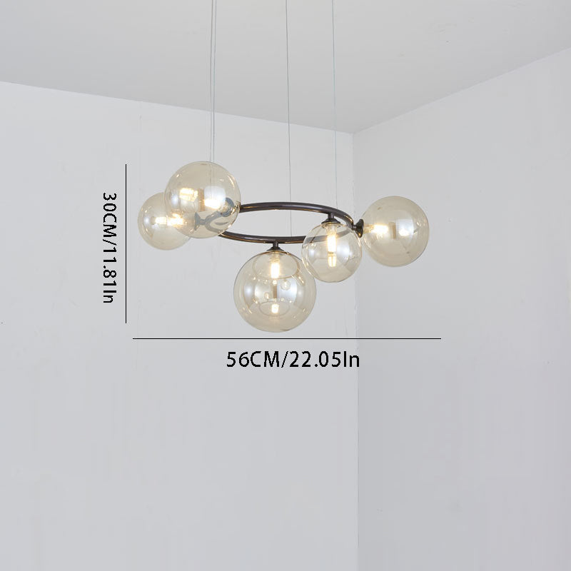 Floating Glass Orb Chandelier - 5/7/9-Light Modern Fixture with Adjustable Brightness