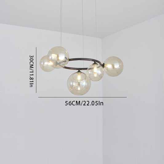 Floating Glass Orb Chandelier - 5/7/9-Light Modern Fixture with Adjustable Brightness