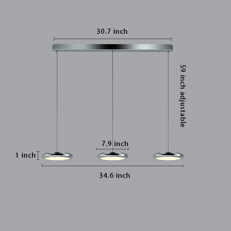 Modern 1-3-Light Black/Chrome Round Metallic LED Pendant Light
