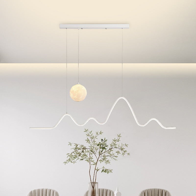 Modern 47.24'' Wavy Linear Moon LED Kitchen Island Pendant Light