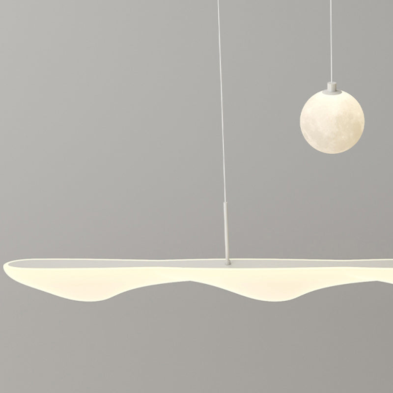 Modern Creative White Waves Moon Three Step Dimming Chandeliers