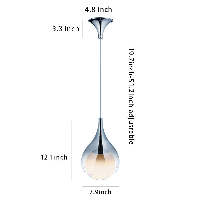 Modern 1-Light Teardrop Glass Pendant Light – Adjustable Height