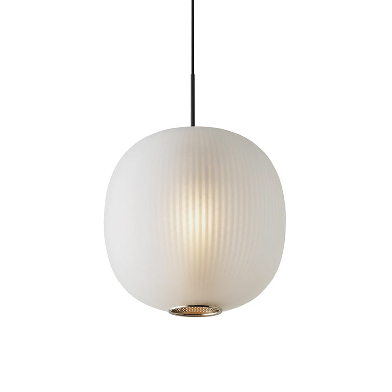 Round LED Pendant Light - Modern Glass Lantern Ceiling Fixture with  Hanging Design