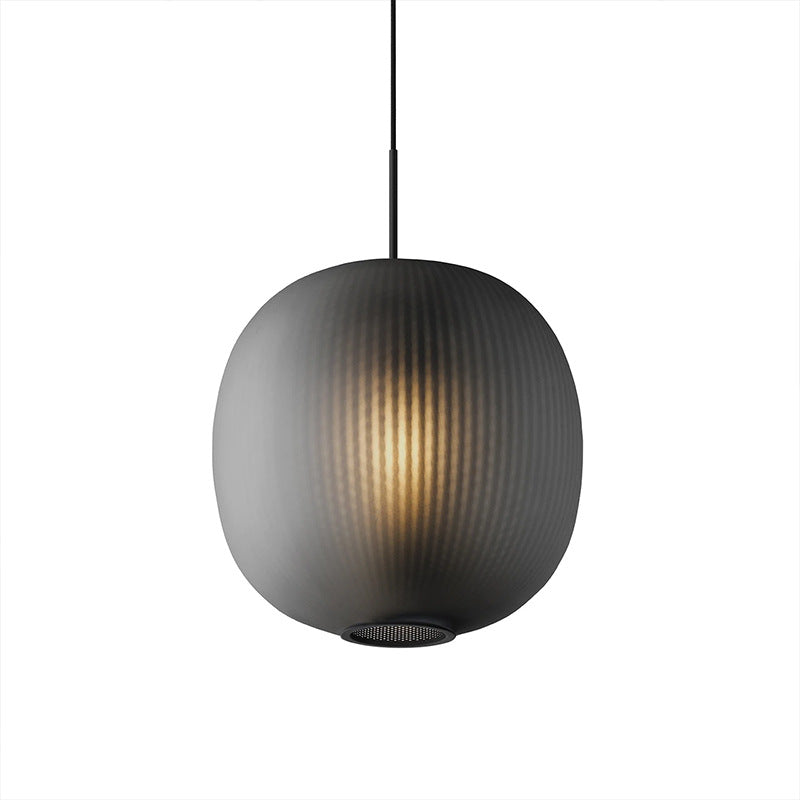 Round LED Pendant Light - Modern Glass Lantern Ceiling Fixture with  Hanging Design