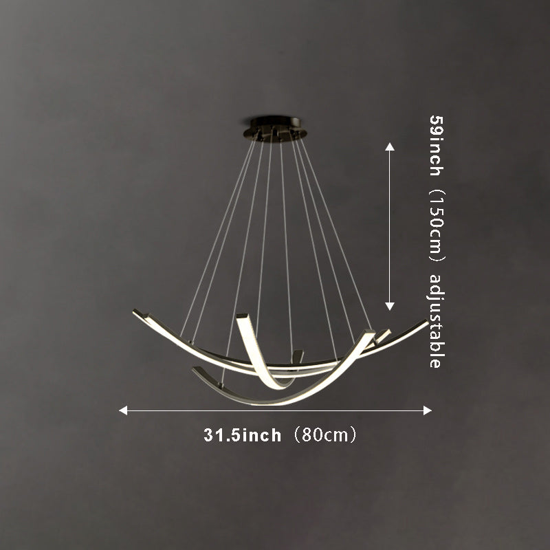 Copper Curved Strip Pendant Light: Elegant Design with Full-Spectrum LED