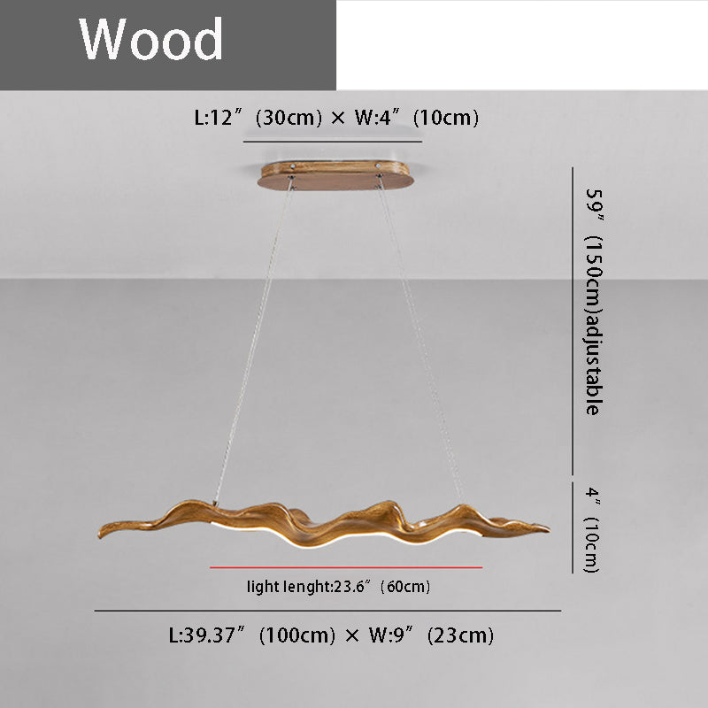 Retro-Inspired LED Pendant Light – Elegant Silicone Wave Wood Grain Finish