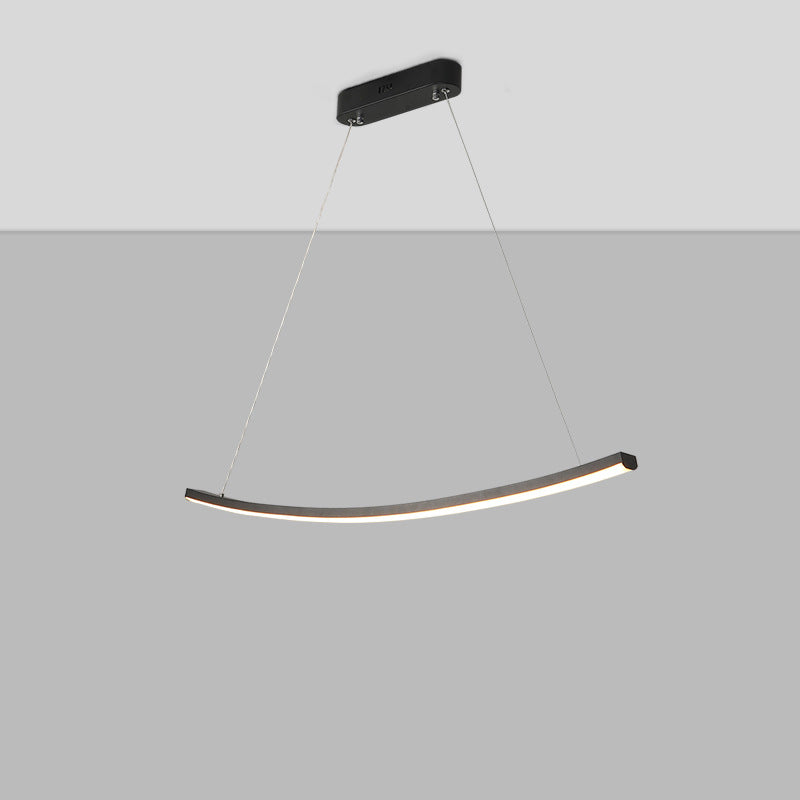 Matte Black Modern LED Linear Arcing Pendant Light , Ideal for Dining Room & Kitchen Island