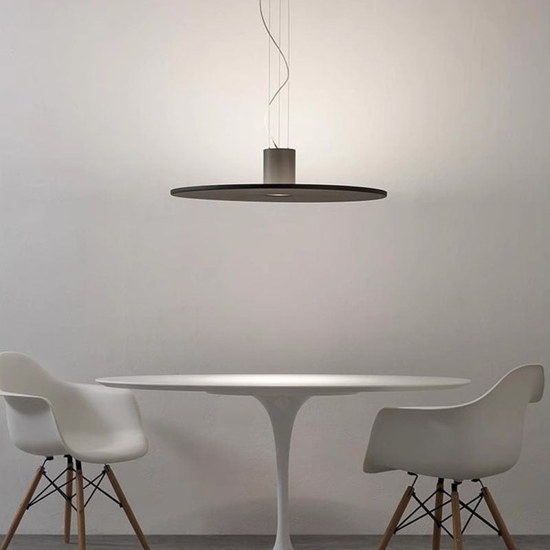 Round LED Pendant Light - Modern Flat Plate Hanging Lamp for Kitchen Island & Dining Room