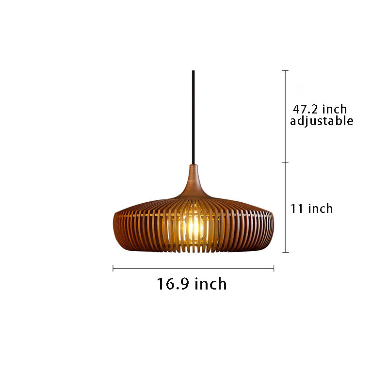 1-Light Japanese Wood Cage Pendant Light , Traditional Style for Indoor Decor