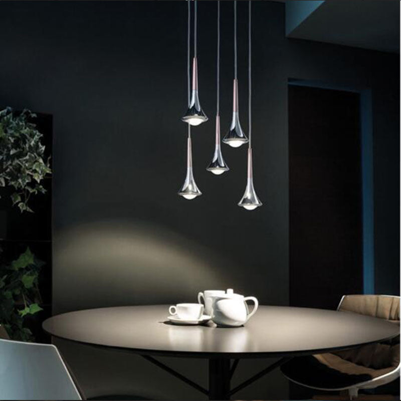 Water Drop Metal LED Nordic Staircase Pendant Light - 1-Light