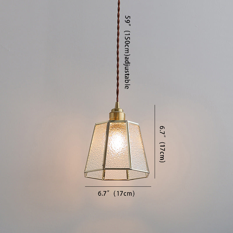 Adjustable Height Elegant Polygonal Pendant Light: Brass & Glass 4W LED