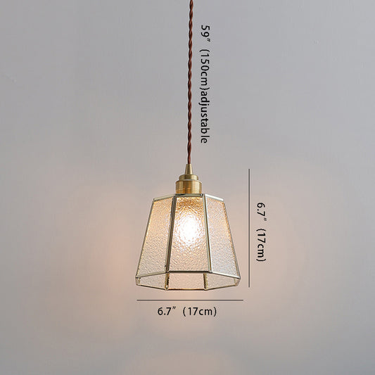 Adjustable Height Elegant Polygonal Pendant Light: Brass & Glass 4W LED