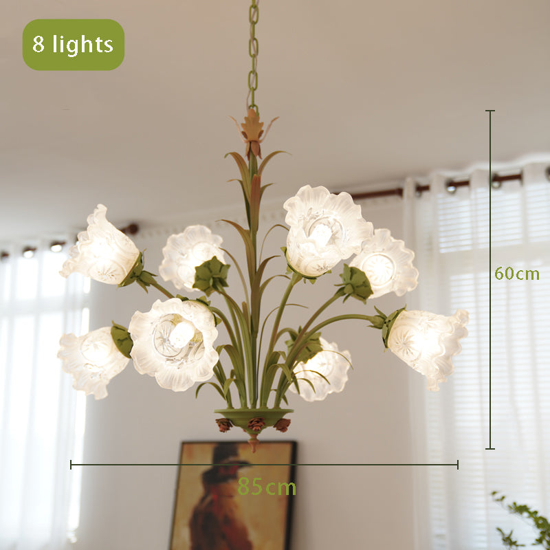 Botanical Green Floral Chandelier - Modern Pastoral 3/6/8-Light Hanging Pendant