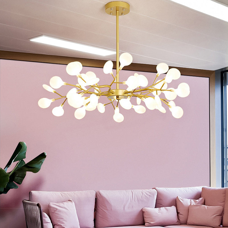 Modern LED Firefly Chandelier - Contemporary Sputnik Ceiling Light with Crystal Accents