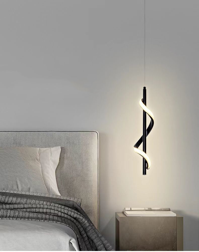 Spiral Strips Modern Black LED Pendant Light with Three-Step Dimming