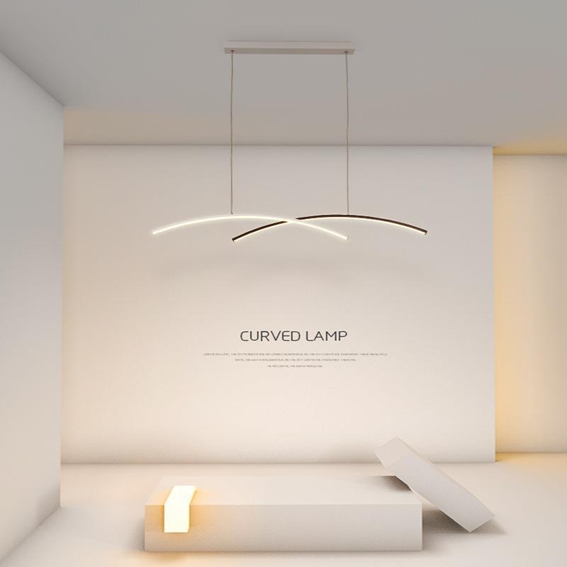 2-Pack Arc LED Pendant Lights - Modern Aluminum & Acrylic Ceiling Fixtures for Kitchen Island