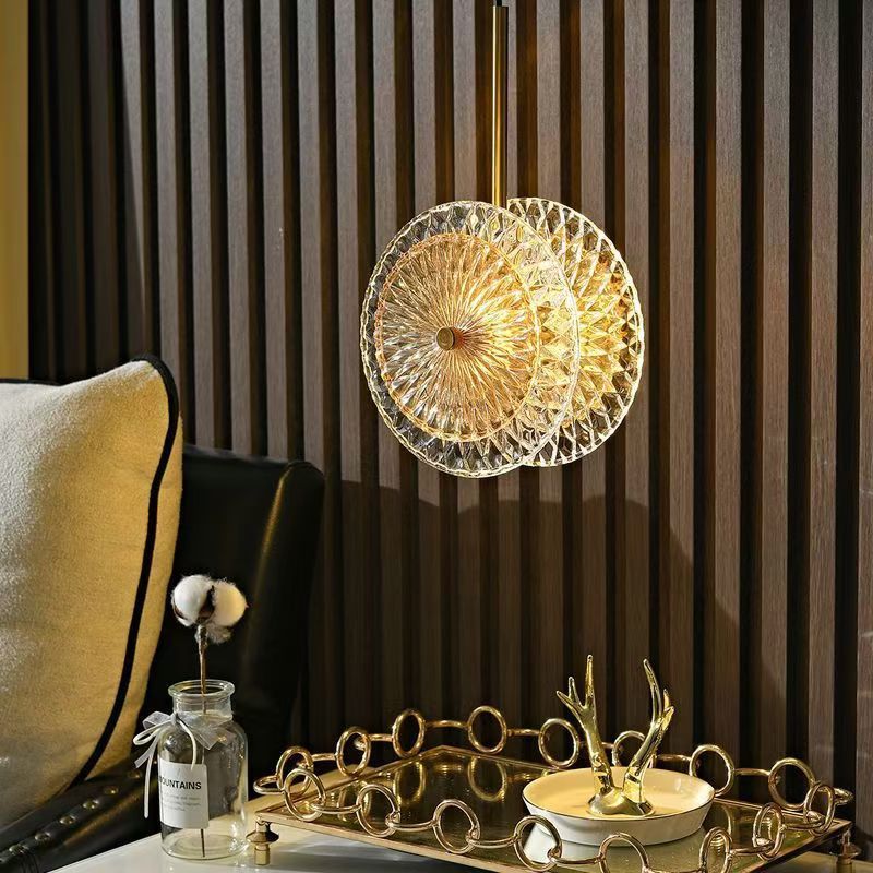 Modern 1 Light Crystal Glass Disc Pendant Light with LED