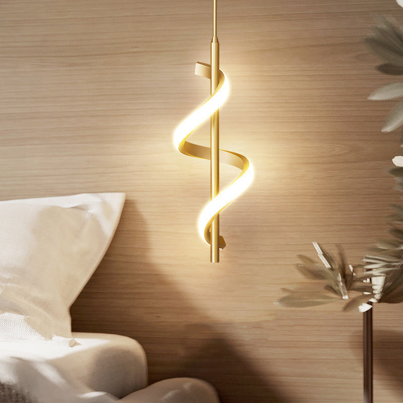 Spiral Strips Modern Black LED Pendant Light with Three-Step Dimming