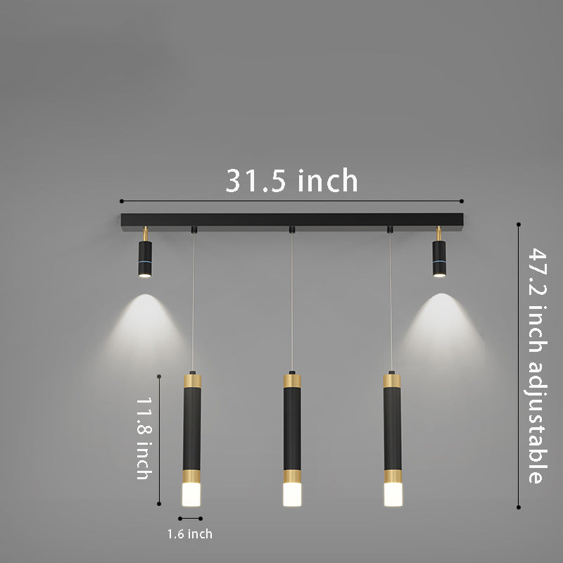 Modern Minimalist Linear Strip 3-Step Dimming Dining Chandelier Spotlight
