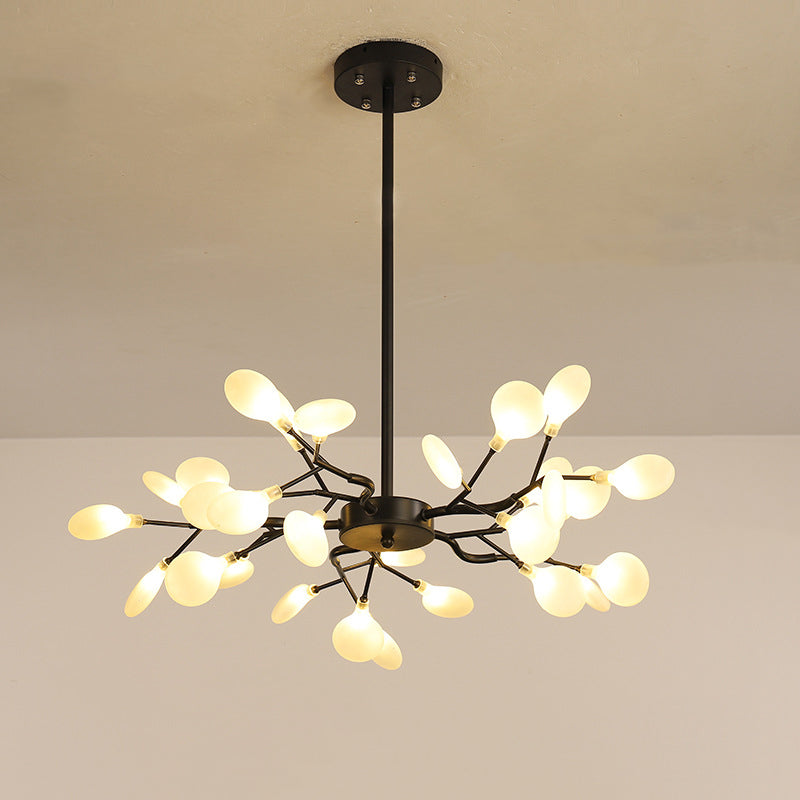Nordic Nature Inspired Chandelier,Modern Branch Design with Acrylic Leaves Ceiling Light