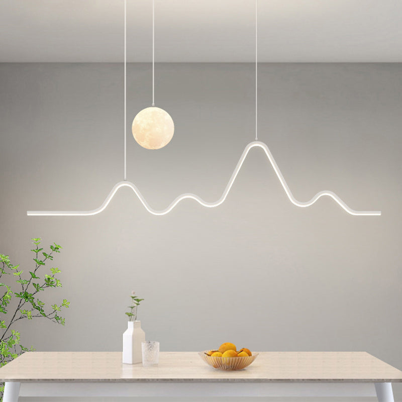 Modern 47.24'' Wavy Linear Moon LED Kitchen Island Pendant Light