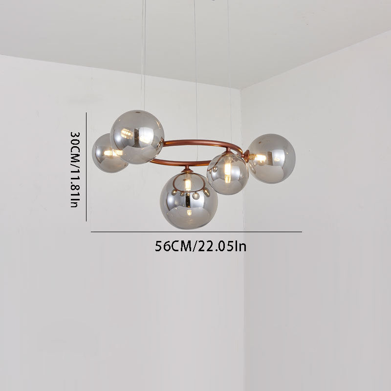 Floating Glass Orb Chandelier - 5/7/9-Light Modern Fixture with Adjustable Brightness