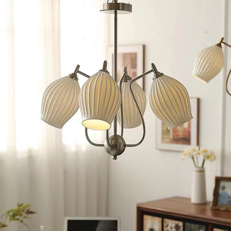 Modern Floral Ceramic Chandelier - 4/6/8 Light Warm White Ceiling Fixture