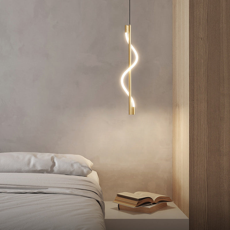 Contemporary Vertical Spiral Rope LED Pendant Light – Dimmable for Bedrooms