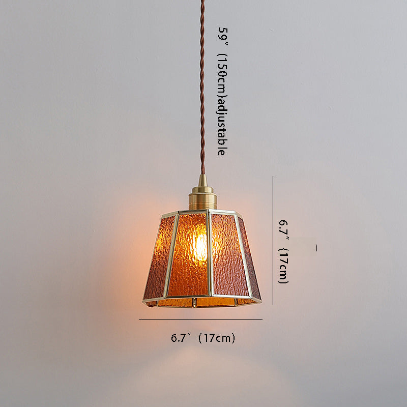 Adjustable Height Elegant Polygonal Pendant Light: Brass & Glass 4W LED