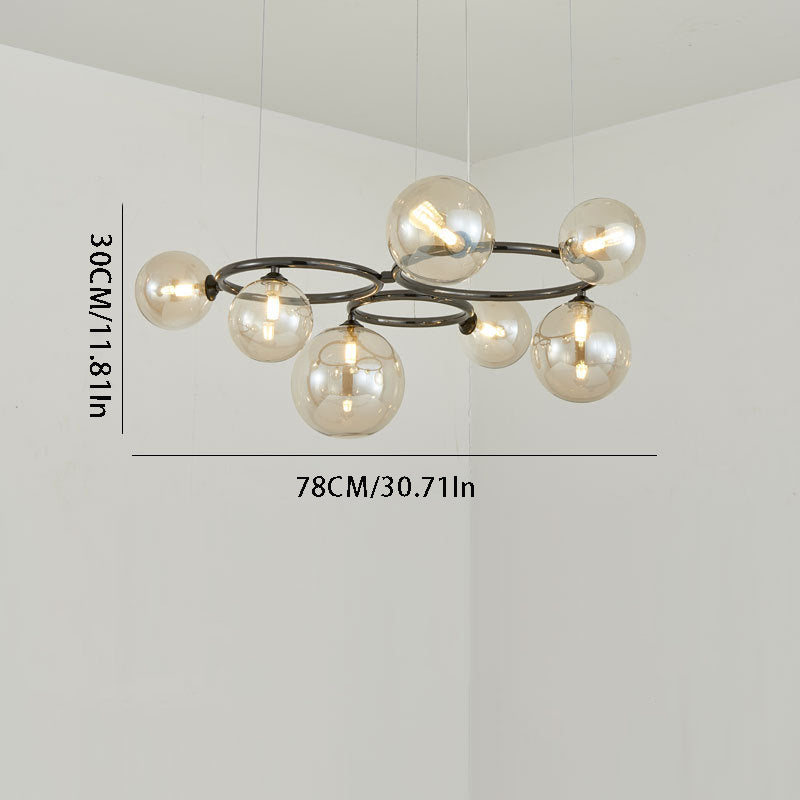 Floating Glass Orb Chandelier - 5/7/9-Light Modern Fixture with Adjustable Brightness