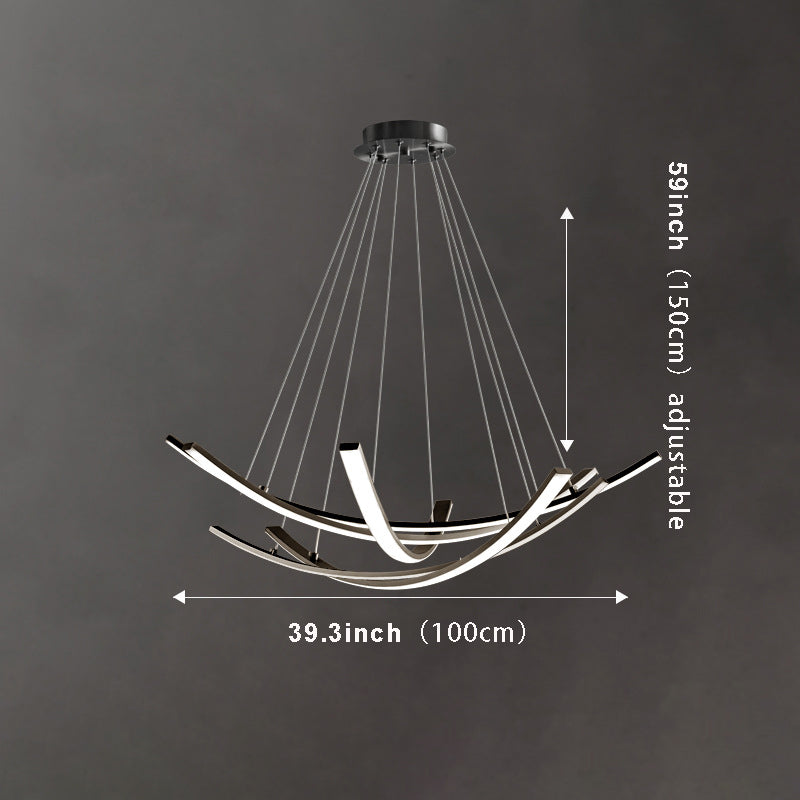 Copper Curved Strip Pendant Light: Elegant Design with Full-Spectrum LED