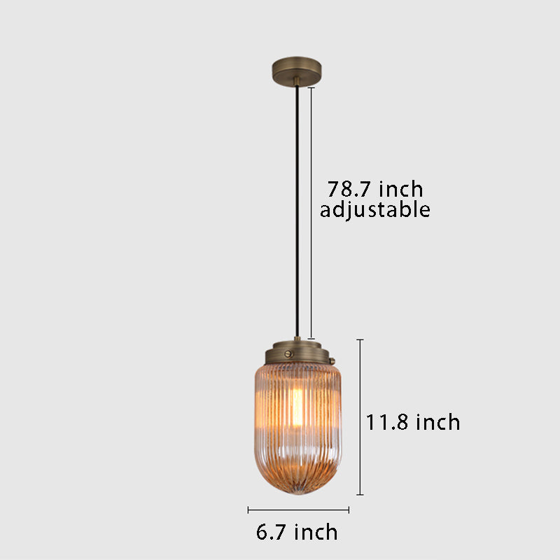 Pinecone Shape 1-Light Modern Pendant , Ribbed Glass Shade