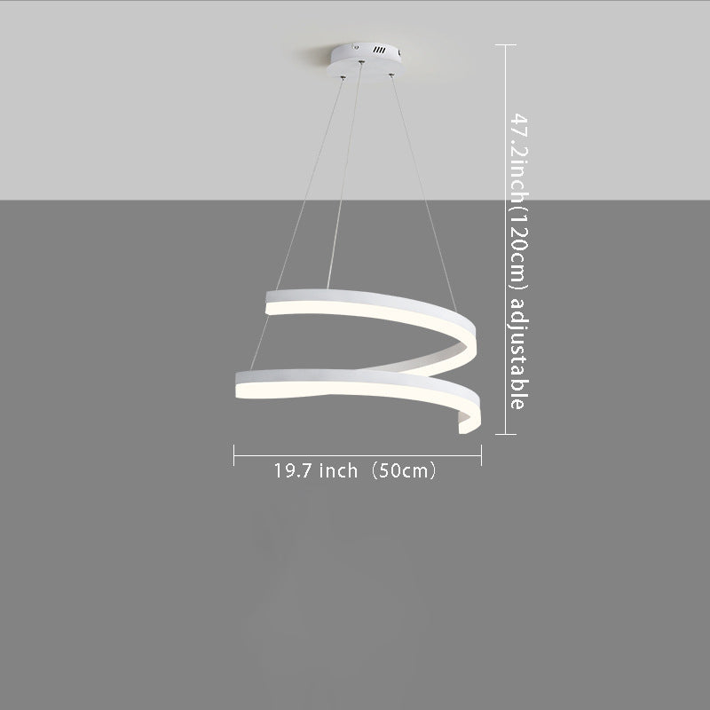 Twisted Matte White Ring Chandelier , Dimmable LED Pendant Lamp