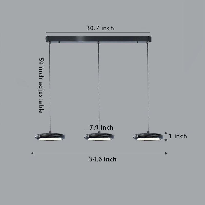Modern 1-3-Light Black/Chrome Round Metallic LED Pendant Light
