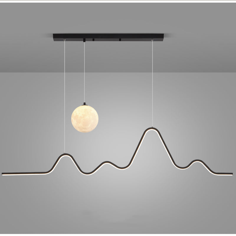 Modern 47.24'' Wavy Linear Moon LED Kitchen Island Pendant Light
