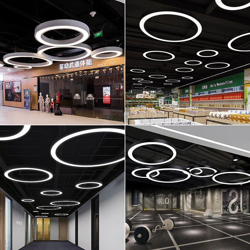 Round Ring LED Pendant Light - Suspended Profile Light for Offices & Gyms