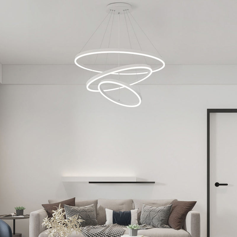 Modern Circular LED Chandelier - Sleek Hanging Pendant Light for Kitchen Islands & Dining Rooms