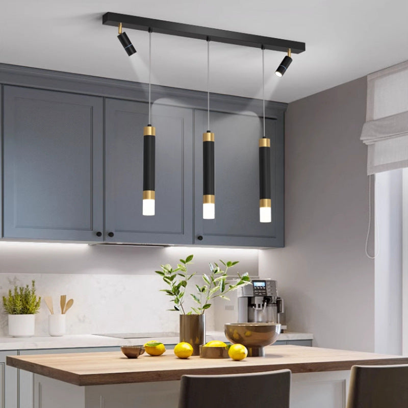 Modern Minimalist Linear Strip 3-Step Dimming Dining Chandelier Spotlight
