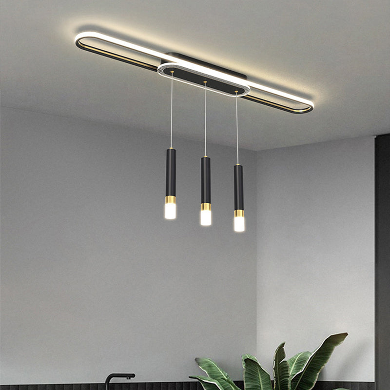 Modern Long Circular Three Step Dimming LED Hanging Ceiling Light Fixture