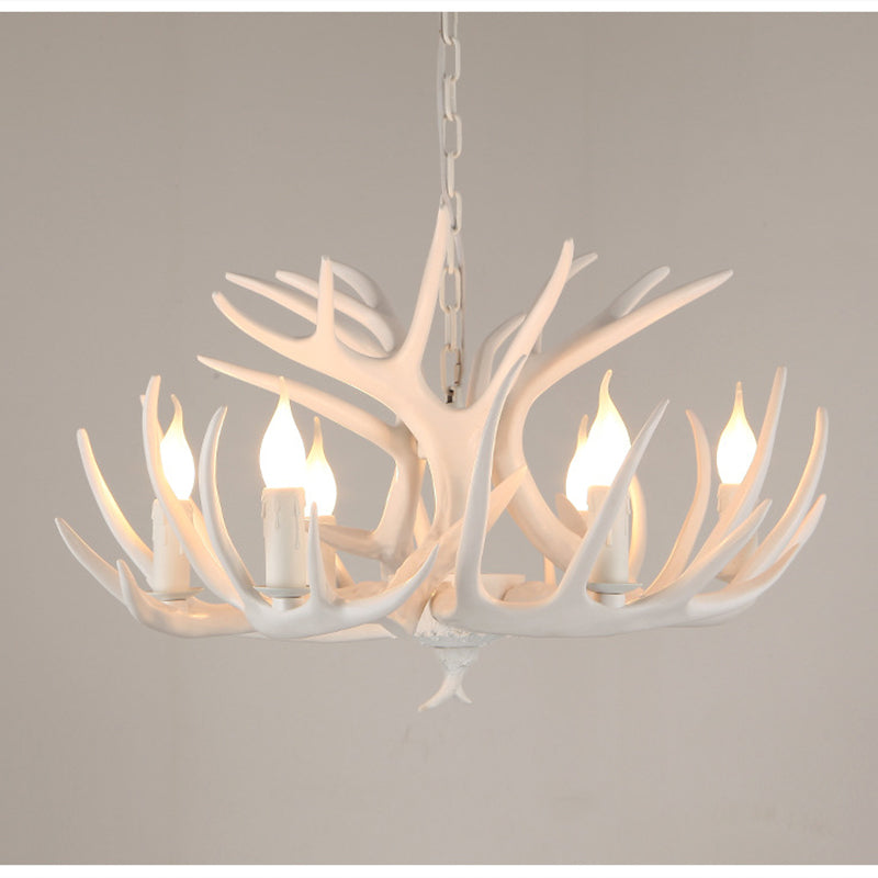 Rustic Antler Chandelier - Vintage Candle-Style LED Light Fixture (4/6/8 Lights)