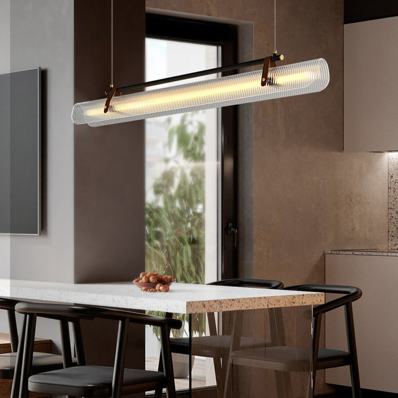 Acrylic Nami Linear Pendant Light , Adjustable Hanging Length, Ideal for Island