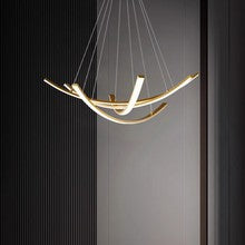 Copper Curved Strip Pendant Light: Elegant Design with Full-Spectrum LED